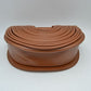 Structured Half-Moon Clutch Bag with Tubular Stitching and Shoulder Strap - Clutch Bags