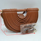 Structured Half-Moon Clutch Bag with Tubular Stitching and Shoulder Strap - Clutch Bags