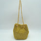 Textured Bucket Bag with Metallic Chain Straps - Gold - Bucket Bag