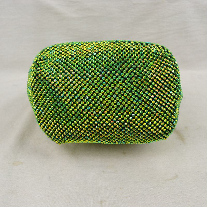 Textured Bucket Bag with Metallic Chain Straps - Bucket Bag