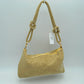 Textured Handbag with Knotted Shoulder Strap - Gold - Hand Bag