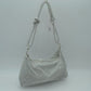 Textured Handbag with Knotted Shoulder Strap - Silver - Hand Bag