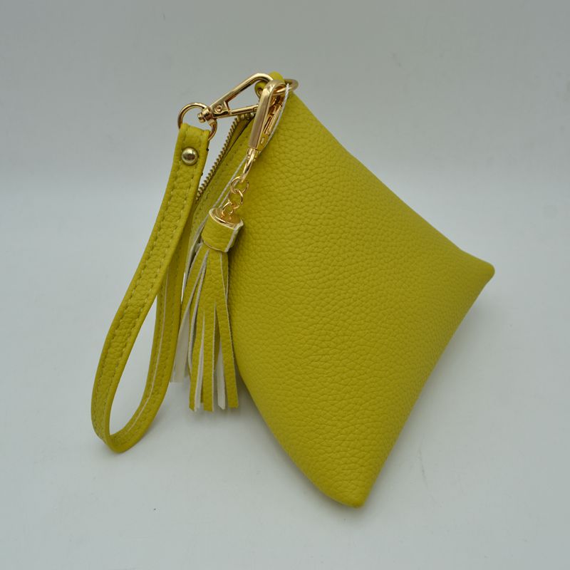 Pyramid Wristlet Clutch Bag with Tassel Accent - Clutch Bags