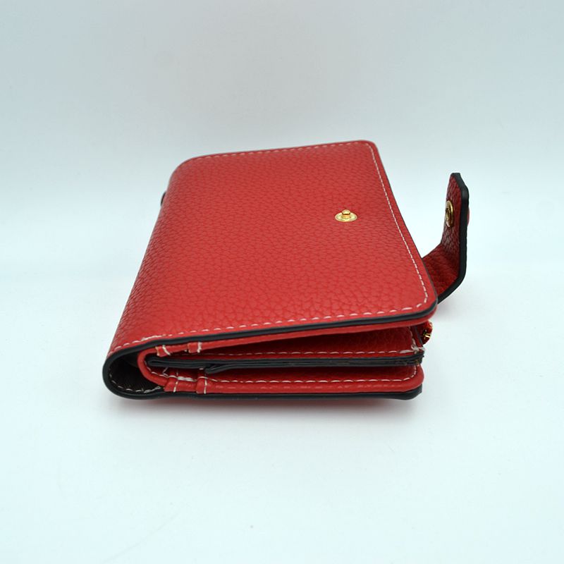 Compact Pebbled Everyday Wallet with Snap and Zipper Closure - Wallets