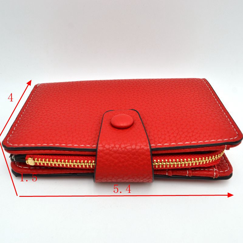 Compact Pebbled Everyday Wallet with Snap and Zipper Closure - Wallets