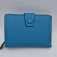 Compact Pebbled Everyday Wallet with Snap and Zipper Closure - Turquoise - Wallets