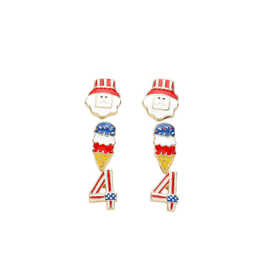 3PAIRS American USA Flag Theme 4th Of July Enamel Stud Earrings Set, Get ready to show off your patriotism with our USA-themed earrings! Made with quality materials, these earrings are not only stylish but also express your love for the USA. Perfect for any 4th Of July celebration or giving an Independence Day gift.