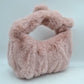 Fluffy Plush Knotted Handle Shoulder Bag - Blush - Shoulder Bag