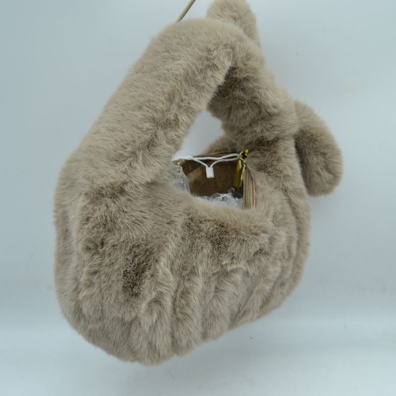 Fluffy Plush Knotted Handle Shoulder Bag - Shoulder Bag