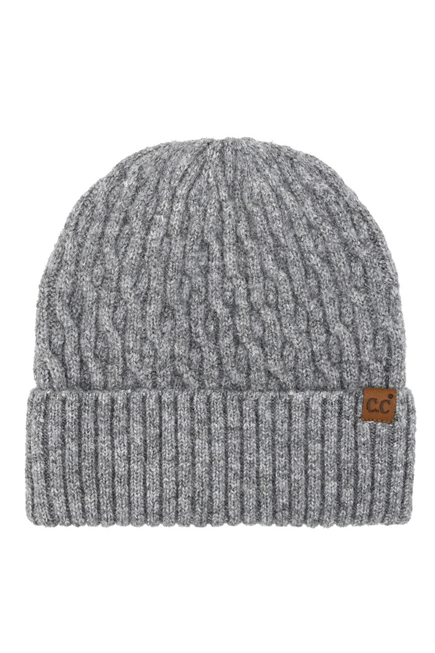 Gray C.C Chain Link Cable Cuff Beanie