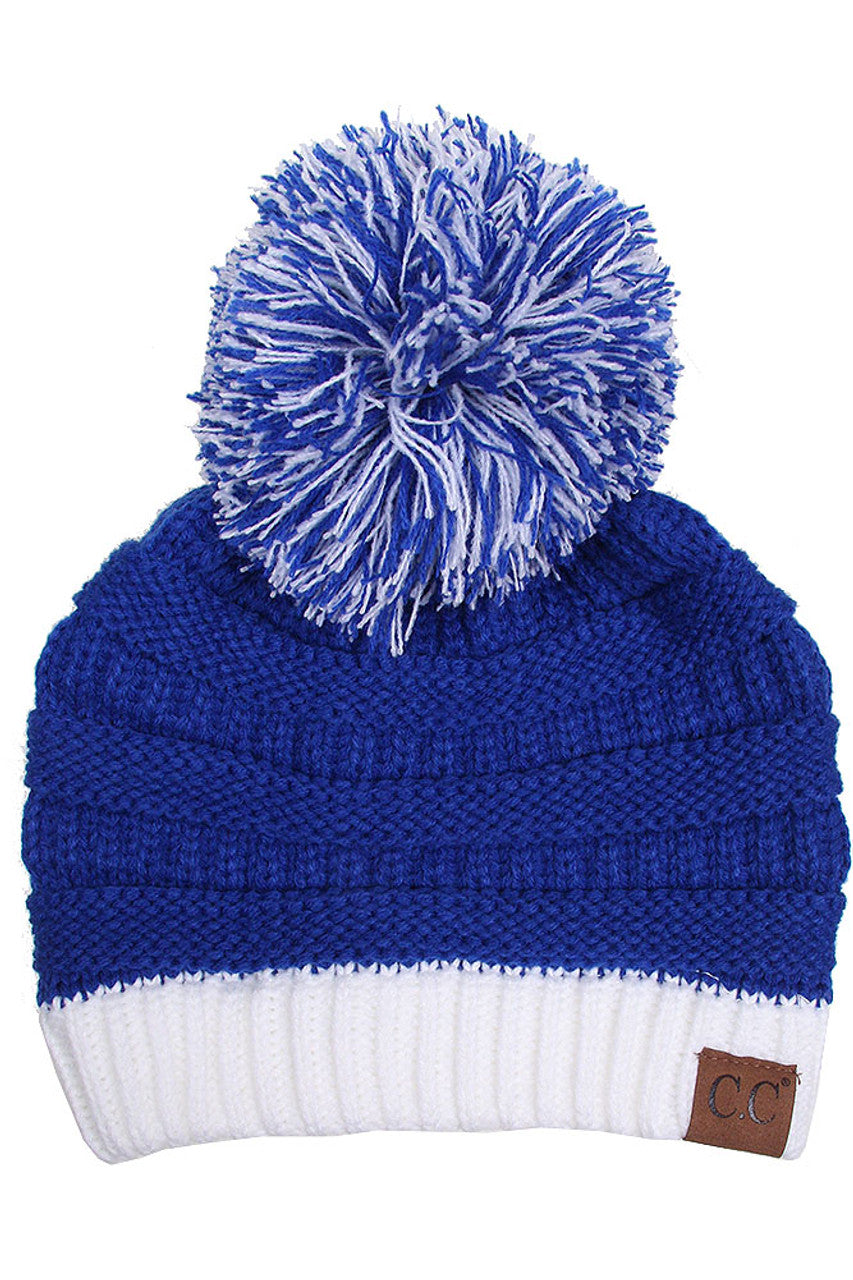 Blue/White C.C College Color Beanie