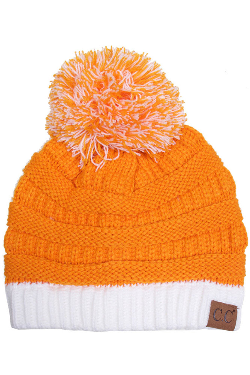 Orange/White C.C College Color Beanie