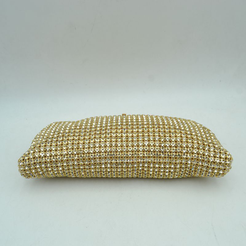 Rhinestone Evening Clutch Bag with Detachable Chain Shoulder Strap and Crystal Embellished Clasp - Clutch Bags
