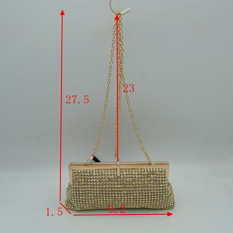 Rhinestone Evening Clutch Bag with Detachable Chain Shoulder Strap and Crystal Embellished Clasp - Clutch Bags
