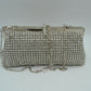 Rhinestone Evening Clutch Bag with Detachable Chain Shoulder Strap and Crystal Embellished Clasp - Silver - Clutch Bags