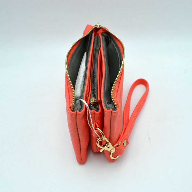 Minimalist Wristlet Clutch Bag with Metallic Zipper - Clutch Bags