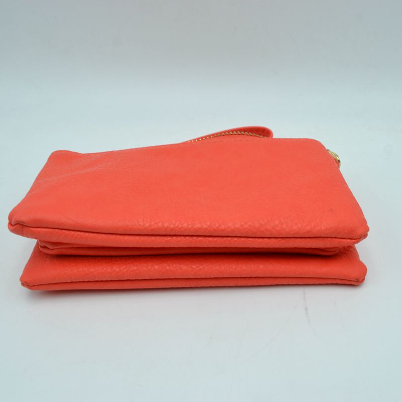 Minimalist Wristlet Clutch Bag with Metallic Zipper - Clutch Bags