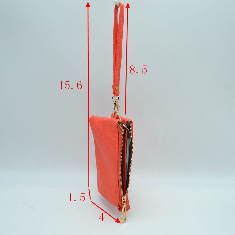 Minimalist Wristlet Clutch Bag with Metallic Zipper - Clutch Bags