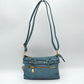 Multi-Zipper Crossbody Bag with Adjustable Strap and Gold Hardware - Blue - Crossbody Bags