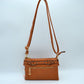 Multi-Zipper Crossbody Bag with Adjustable Strap and Gold Hardware - Brown - Crossbody Bags