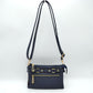 Multi-Zipper Crossbody Bag with Adjustable Strap and Gold Hardware - Navy Blue - Crossbody Bags