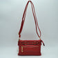 Multi-Zipper Crossbody Bag with Adjustable Strap and Gold Hardware - Red - Crossbody Bags