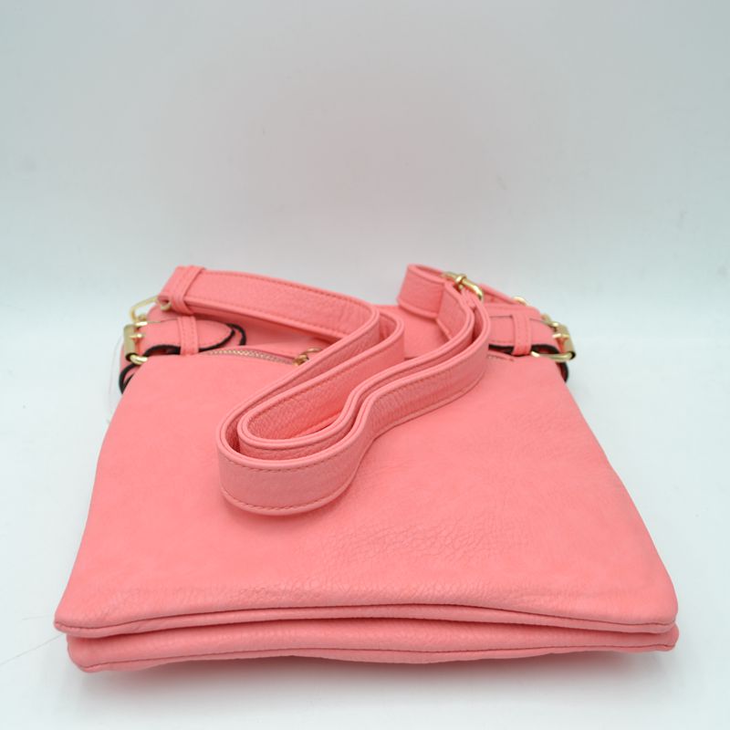 Buckle Accent Crossbody Bag with Front Zipper Pocket - Cross Body Bag
