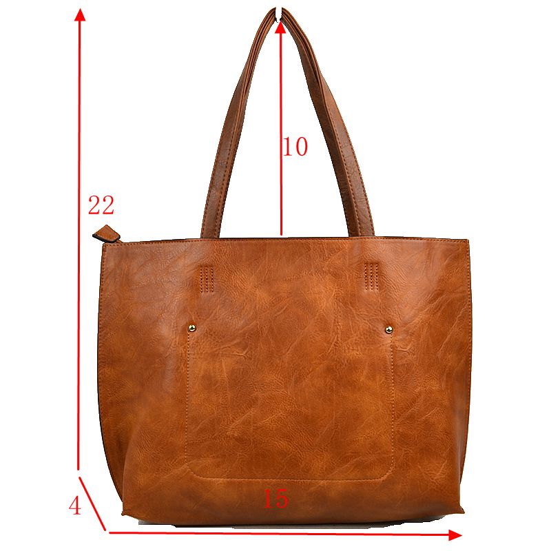 PU Vegan Leather 2 in 1 Tote Crossbody Handbag - Tote Bag