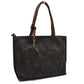 PU Vegan Leather 2 in 1 Tote Crossbody Handbag - Coffee/ Brown - Tote Bag