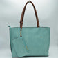 PU Vegan Leather 2 in 1 Tote Crossbody Handbag - Light/green - Tote Bag