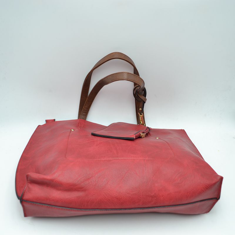 PU Vegan Leather 2 in 1 Tote Crossbody Handbag - Tote Bag