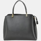 Structured Top Handle Handbag with Zipper Closures - Black - Hand Bag