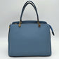 Structured Top Handle Handbag with Zipper Closures - Blue - Hand Bag