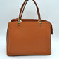 Structured Top Handle Handbag with Zipper Closures - Brown - Hand Bag