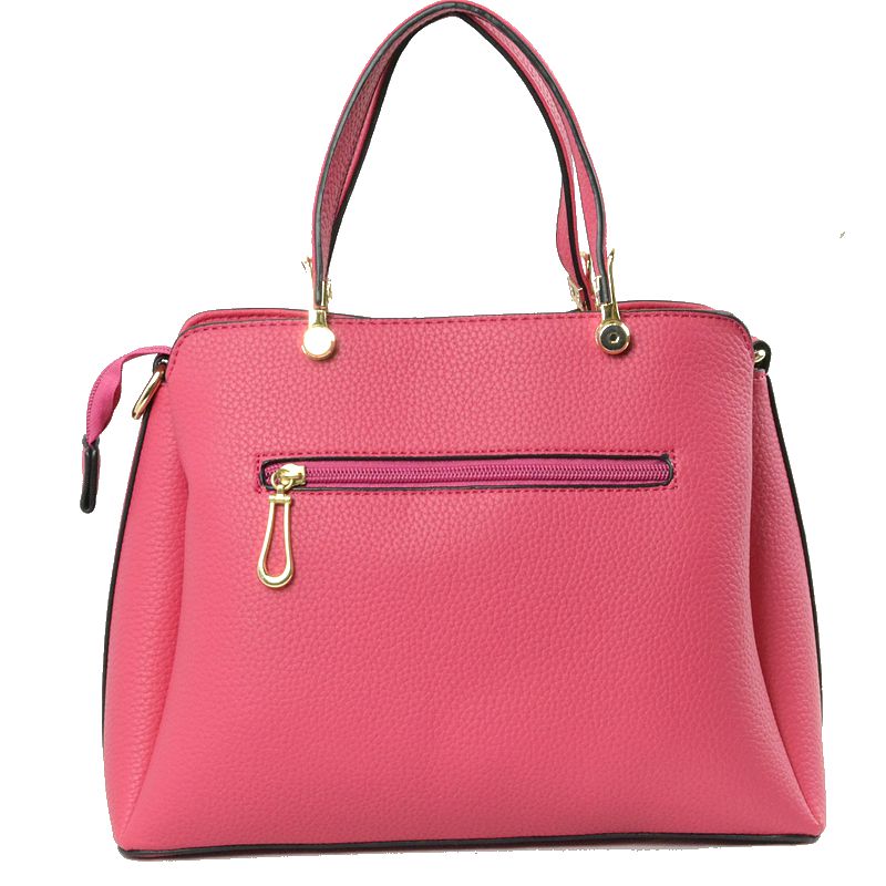 Structured Top Handle Handbag with Zipper Closures - Hand Bag