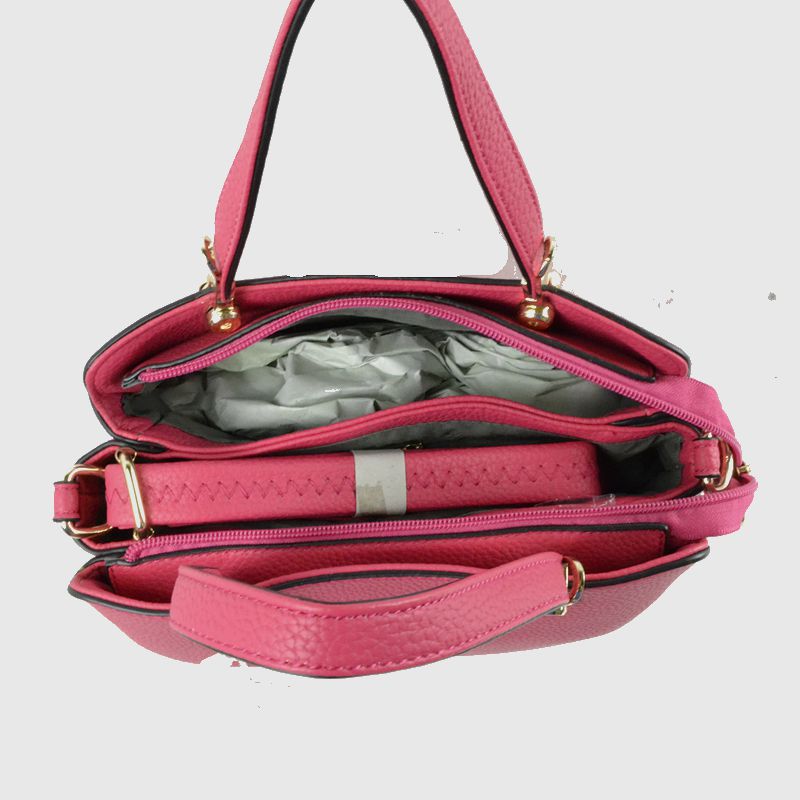 Structured Top Handle Handbag with Zipper Closures - Hand Bag