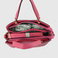 Structured Top Handle Handbag with Zipper Closures - Hand Bag
