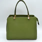 Structured Top Handle Handbag with Zipper Closures - Green - Hand Bag