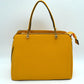 Structured Top Handle Handbag with Zipper Closures - Mustard Yellow - Hand Bag