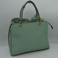 Structured Top Handle Handbag with Zipper Closures - Mint - Hand Bag