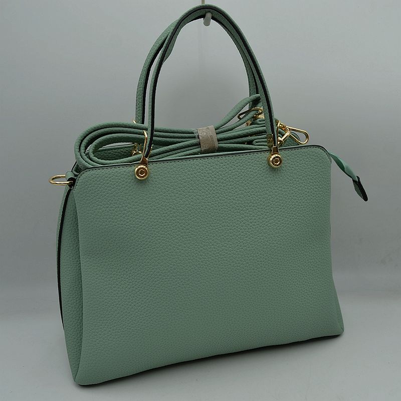 Structured Top Handle Handbag with Zipper Closures - Mint - Hand Bag