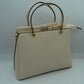 Structured Top Handle Handbag with Zipper Closures - Off White - Hand Bag