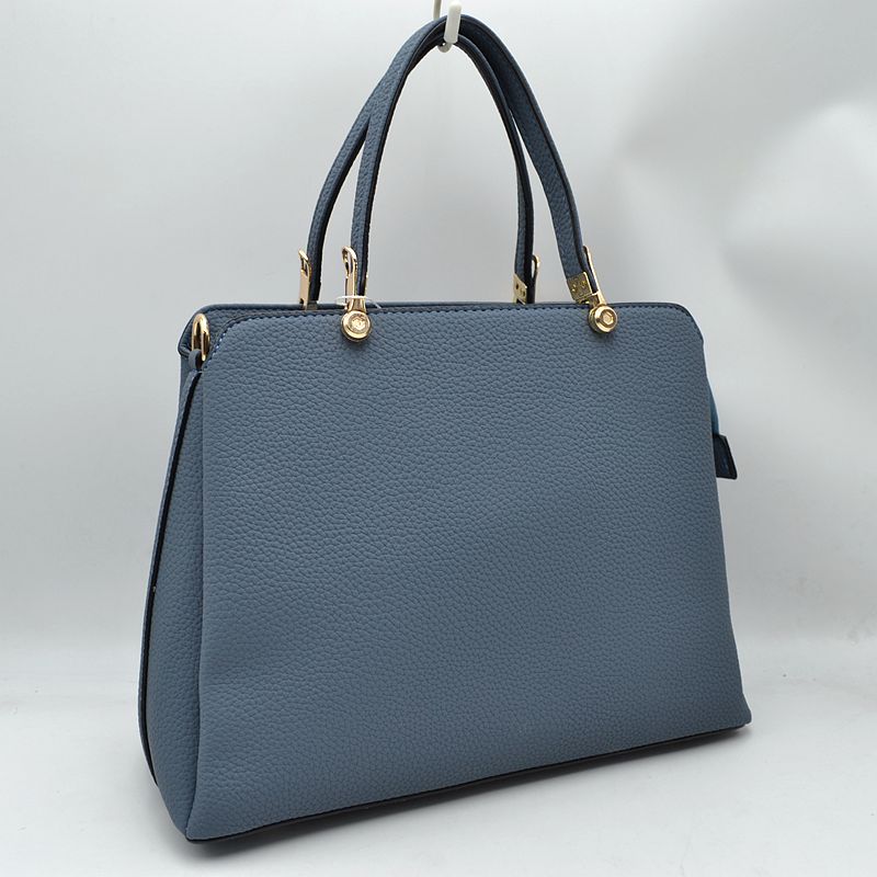 Structured Top Handle Handbag with Zipper Closures - Royal Blue - Hand Bag