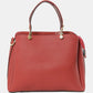 Structured Top Handle Handbag with Zipper Closures - Red - Hand Bag
