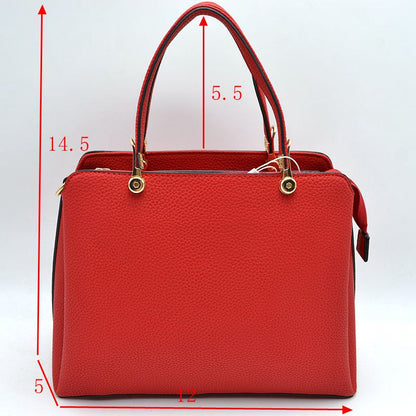 Women’s Textured Faux Leather Top Handle Tote Bag - Burgundy - Tote Bag