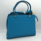 Structured Top Handle Handbag with Zipper Closures - Turquoise - Hand Bag