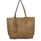 Reversible Faux Leather Tote Bag Vegan Tassel Handbag - Tote Bag