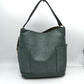 2-in-1 Chic Satchel Side Pocket Bucket Bag with Long Strap - Tote Bag