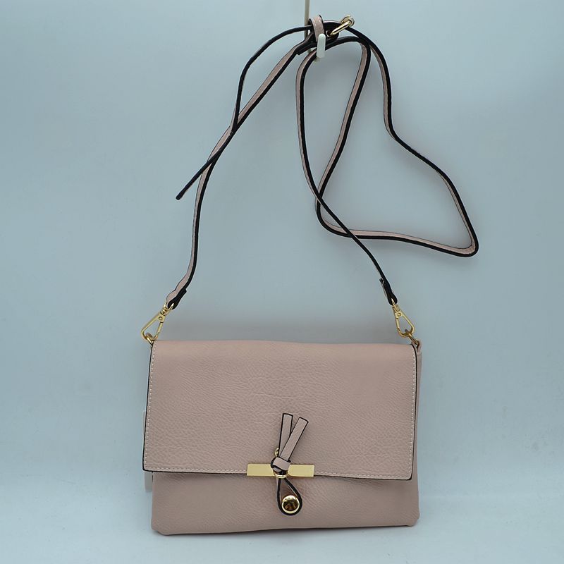 Knot Accent Flap Crossbody Bag with Adjustable Strap - Blush - Cross Body Bag