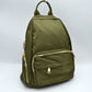 Multi-Pocket Casual Backpack with Metallic Zippers - Olive - Backpacks